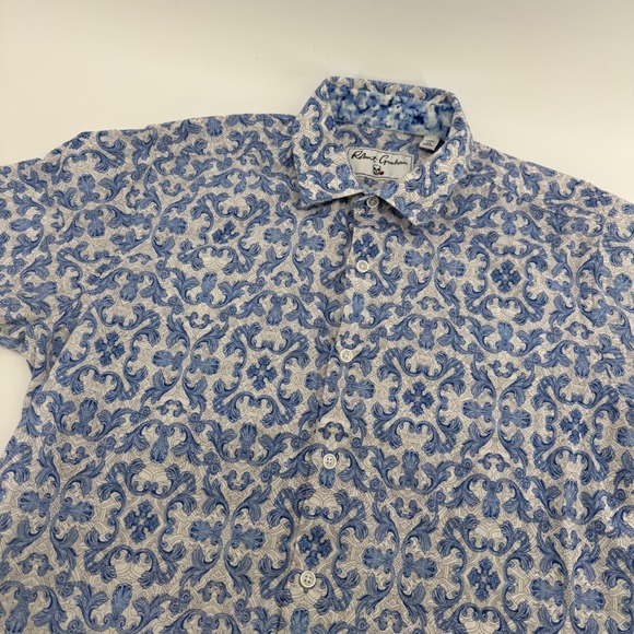 Robert Graham Other - Robert Graham Mens Classic Fit Blue Scroll Print Linen Blend Shirt Size M